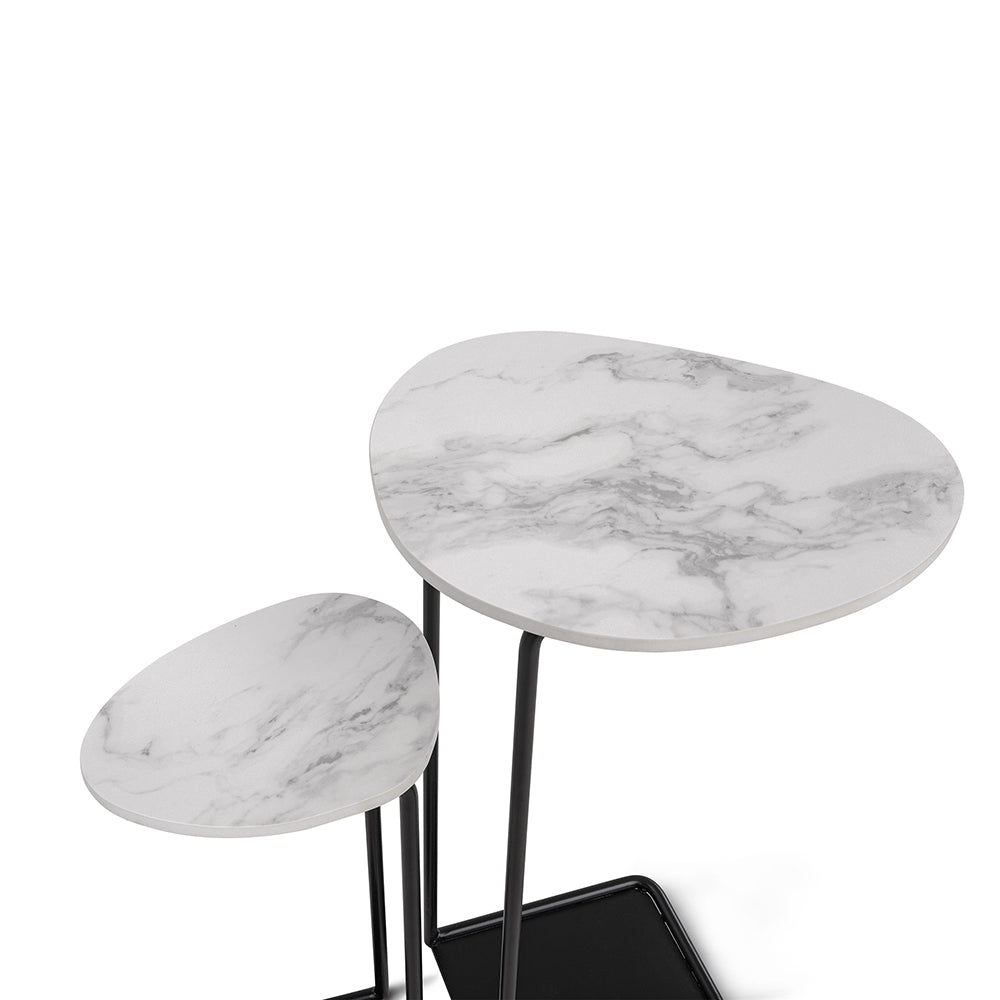 Pebble Sintered Marble End Table Set